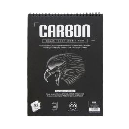 Scholar Artists' Toned Paper Carbon - A3 (29.7 cm x 42 cm or 11.7 in x 16.5 in) Black Smooth 180 GSM, Spiral Pad of 40 Sheets