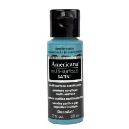 DecoArt Americana Multi Surface Satin Acrylic Paint - 59 ML (2 Oz) - Deep Turquoise (524)