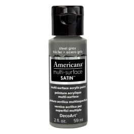 DecoArt Americana Multi Surface Satin Acrylic Paint - 59 ML (2 Oz) - Steel Grey (538)