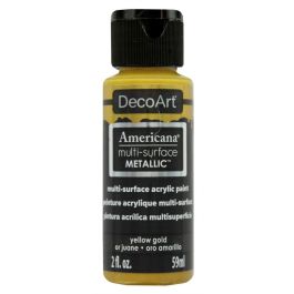 DecoArt Americana Acrylic Paint - Multi Surface Metallics - 59 ML (2 Oz) - Yellow Gold (551)