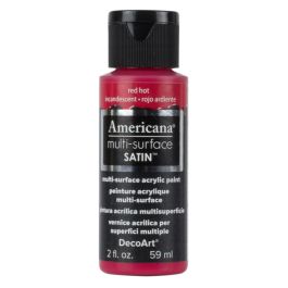 DecoArt Americana Multi Surface Satin Acrylic Paint - 59 ML (2 Oz) - Red Hot (562)