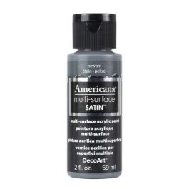 DecoArt Americana Multi Surface Satin Acrylic Paint - 59 ML (2 Oz) - Pewter (569)