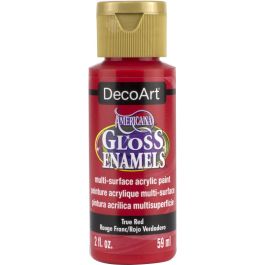 DecoArt Americana Gloss Enamels - Multi-Surface Acrylic Paint - 59 ML (2 Oz) Bottle - True Red (129)