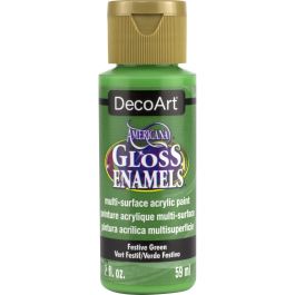 DecoArt Americana Gloss Enamels - Multi-Surface Acrylic Paint - 59 ML (2 Oz) Bottle - Festive Green (230)