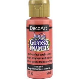 DecoArt Americana Gloss Enamels - Multi-Surface Acrylic Paint - 59 ML (2 Oz) Bottle - Coral Blush (292)