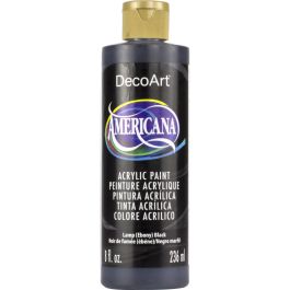 DecoArt Americana Matte Acrylic Paint - 236 ML (8 Oz) Bottle - Lamp (Ebony) Black (O67)