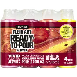 DecoArt FluidArt - Ready-to-Pour Acrylic Paint - Value Pack of 4 Colours x 118 ML - Sweet Treat