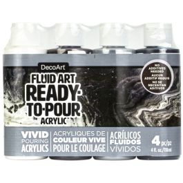 DecoArt FluidArt - Ready-to-Pour Acrylic Paint - Value Pack of 4 Colours x 118 ML - Neutral