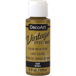 DecoArt Vintage Effects Wash - Layering Acrylic Paint  - 59 ML (2 Oz) Bottle - Gold (19)