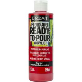 DecoArt FluidArt - Ready-to-Pour Acrylic Paint - 236 ML (8 Oz) Bottle - True Red (03)