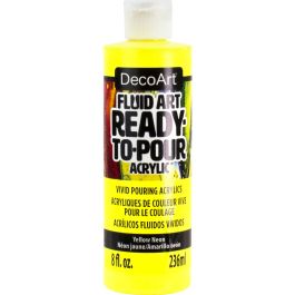 DecoArt FluidArt - Ready-to-Pour Acrylic Paint - 236 ML (8 Oz) Bottle - Neon Yellow (102)