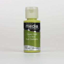 DecoArt Media Fluid Acrylics - 29.57 ML (1 Oz) Bottle - Green Gold (14)