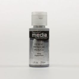 DecoArt Media Fluid Acrylics - 29.57 ML (1 Oz) Bottle - Metallic Silver (48)