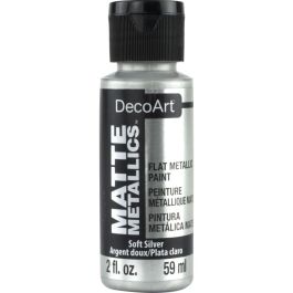 DecoArt Americana Décor - Matte Metallics Acrylic Paint - 59 ML (2 Oz) Bottle - Soft Silver (04)