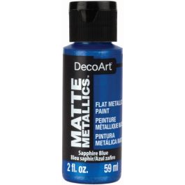 DecoArt Americana Décor - Matte Metallics Acrylic Paint - 59 ML (2 Oz) Bottle - Sapphire Blue (12)