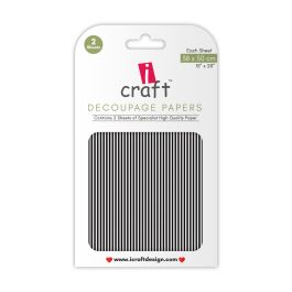 iCraft Decoupage Paper - Black & White Stripes 15 x 20