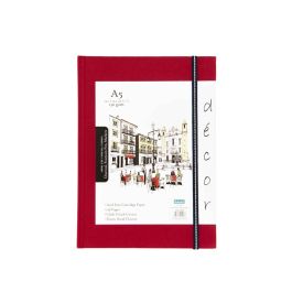 Scholar Artists' Sketch Book Décor - A5 (14.8 cm x 21 cm or 5.8 in x 8.3 in) Natural White Medium 150 GSM, Cloth Finish Red Cover Journal of 56 Sheets