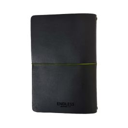 Endless Explorer Refillable Leather Journal Black with Storyboard Large Notebook - Regalia Paper - 80 GSM Dotted (8.1 x 5.7