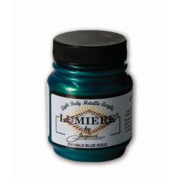 Jacquard Lumiere Metallic Fabric Colour - 2.25 Oz (66.54 ML) Jar - Halo Blue Gold (556)