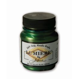 Jacquard Lumiere Metallic Fabric Colour - 2.25 Oz (66.54 ML) Jar - Metallic Olive Green (562)