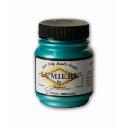 Jacquard Lumiere Metallic Fabric Colour - 2.25 Oz (66.54 ML) Jar - Pearlescent Turquoise (571)