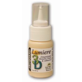 Jacquard Lumiere 3D Dimensional Metallic Fabric Colour - 1 Oz (29.57 ML) Jar - Gold Pearl (202)