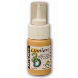 Jacquard Lumiere 3D Dimensional Metallic Fabric Colour - 1 Oz (29.57 ML) Jar - Bright Gold (203)