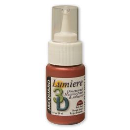 Jacquard Lumiere 3D Dimensional Metallic Fabric Colour - 1 Oz (29.57 ML) Jar - Rich Red (214)