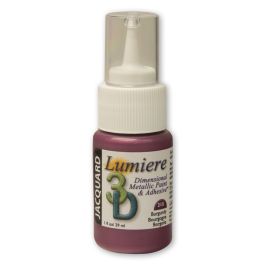 Jacquard Lumiere 3D Dimensional Metallic Fabric Colour - 1 Oz (29.57 ML) Jar - Burgundy (215)