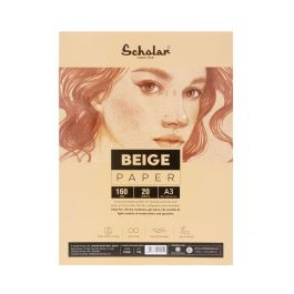 Scholar Artists' Toned Paper Flesh - A3 (29.7 cm x 42 cm or 11.7 in x 16.5 in) Beige Smooth 160 GSM, Poly Pack of 20 Sheets