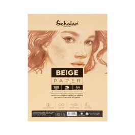 Scholar Artists' Toned Paper Flesh - A4 (29.7 cm x 21 cm or 8.3 in x 11.7 in) Beige Smooth 160 GSM, Poly Pack of 20 Sheets