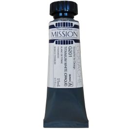 Mijello Mission Titanium Class Gouache for Design - Titanium White (Opaque) (201) - 15 ML