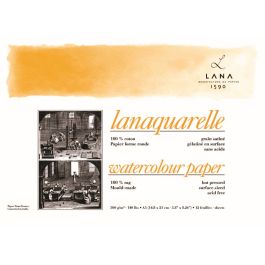 Lana Artists' Watercolour - Lanaquarelle - A5 (14.8 cm x 21 cm) Natural White Smooth / Hot Press 300 GSM Paper, PolyPack of 12 Sheets