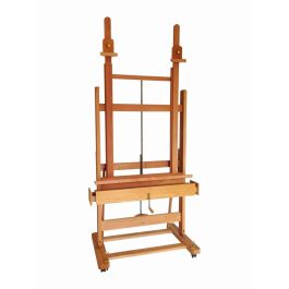 MABEF Beech Wood Double Mast (Pole) Studio Easel - H Frame - with Crank for Elevation & Inclination