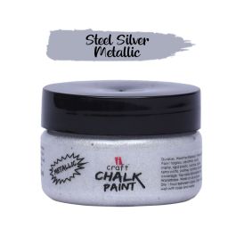 iCraft Metallic Chalk Paint Steel Silver - Jar of 50 ML