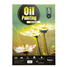 Scholar Artists' Oil Painting - A3 (29.7 cm x 42 cm or 11.7 in x 16.5 in) Natural White Canvas Texture 300 GSM, Poly Pack of 5 Sheets