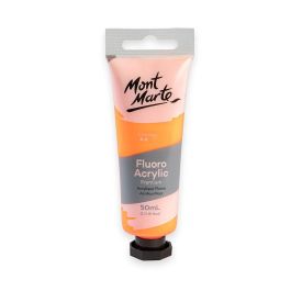 Mont Marte Premium Acrylic Paint - Tube of 50 ml (1.7 Oz) - Fluorescent Orange