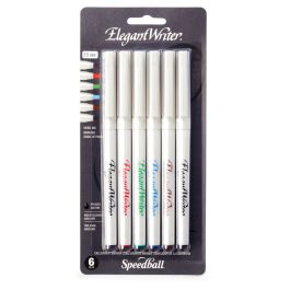 Speedball Elegant Writer - Dye Based Calligraphy Marker - Medium 2.5 MM Chisel Tip - Set of 6 Marker