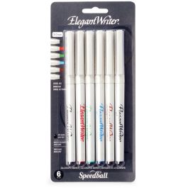 Speedball Elegant Writer - Dye Based Calligraphy Marker - Broad 3.0 MM Chisel Tip - Set of 6 Marker