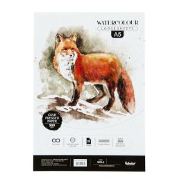 Scholar Artists' Watercolour - A5 (14.8 cm x 21 cm or 5.8 in x 8.3 in) Natural White Heavy Grain / Matt Surface / Cold Press 300 GSM 100% Wood Free Cellulose Cotton Paper, Poly Pack of 20 Sheets