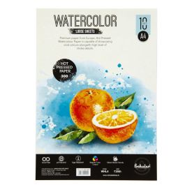 Scholar Artists' Watercolour - A4 (29.7 cm x 21 cm or 8.3 in x 11.7 in) Natural White Smooth / Hot Press 300 GSM 100% Wood Free Cellulose Cotton Paper, Poly Pack of 10 Sheets