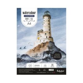 Scholar Artists' Watercolour - A4 (29.7 cm x 21 cm or 8.3 in x 11.7 in) Natural White Medium Grain / Matt Surface / Cold Press 300 GSM 100% Wood Free Cellulose Cotton Paper, Poly Pack of 10 Sheets