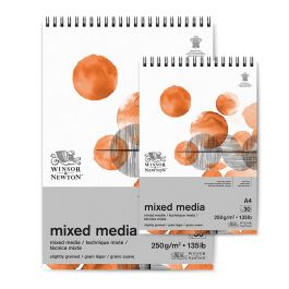 Winsor & Newton Mixed Media Paper - Fine Grain 250 GSM - Natural White Short Side Spiral Album