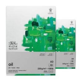 Winsor & Newton Oil Paper - Canvas Texture 230 GSM - Natural White Short Side Glued Pads