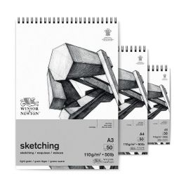 Winsor & Newton Sketching Paper - Light Grain 110 GSM - Extra White Short Side Spiral Album