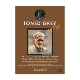 Art Essentials Toned Grey Artist Sketching Paper - Medium Surface 120 GSM - A4 - Polypack of 10 Sheets