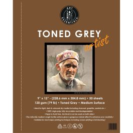 Art Essentials Toned Grey Artist Sketching Paper - Medium Surface 120 GSM - 22.8 x 30.4 cm or 9 x 12