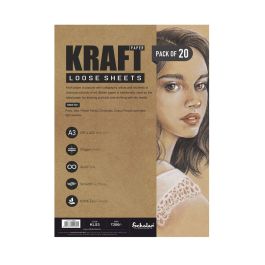 Scholar Artists' Toned Paper Kraft - A3 (29.7 cm x 42 cm or 11.7 in x 16.5 in) Sahara Fibrous Texture 170 GSM, Poly Pack of 20 Sheets